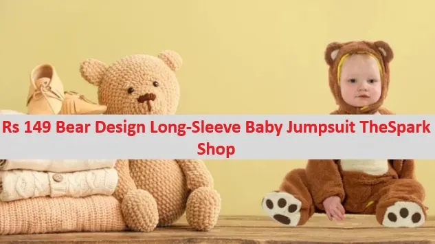 Rs 149 Bear Design Long-Sleeve Baby Jumpsuit TheSpark Shop